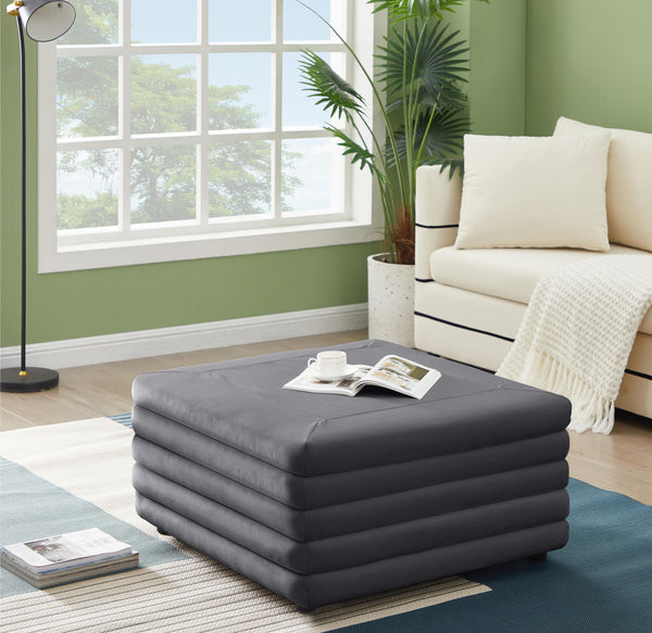 Lorenzo Grey Velvet Ottoman