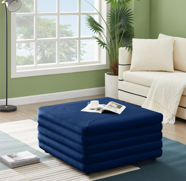 Lorenzo Navy Velvet Ottoman