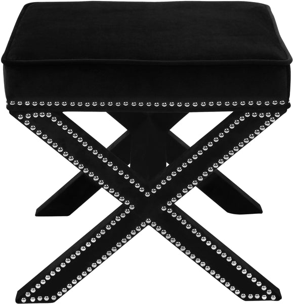 Nixon Black Velvet Ottoman/Bench