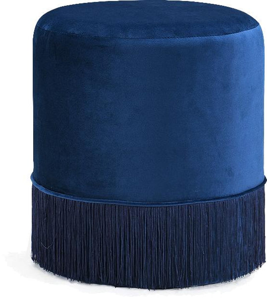 Teddy Navy Velvet Ottoman/Stool image