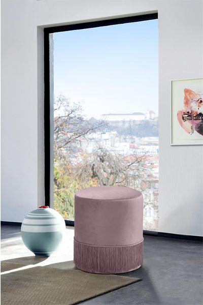 Teddy Pink Velvet Ottoman/Stool