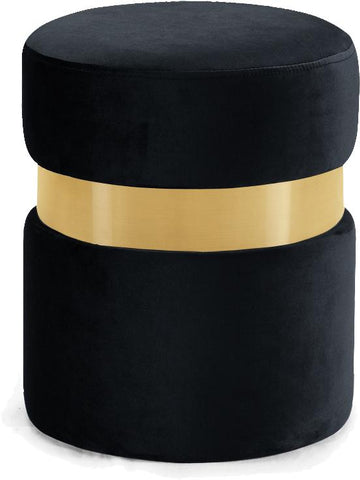 Hailey Black Velvet Ottoman/Stool image