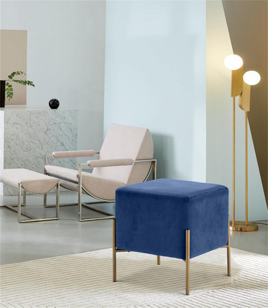 Isla Navy Velvet Ottoman/Stool