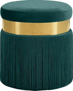 Yasmine Green Velvet Ottoman/Stool image