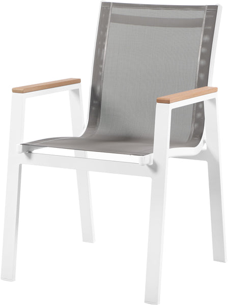 Nizuc Grey Mesh Waterproof Fabric Outdoor Patio Aluminum Mesh Dining Arm Chair