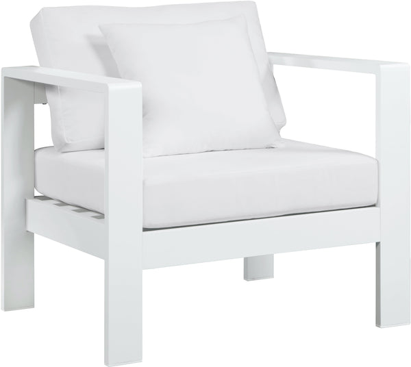 Nizuc White Waterproof Fabric Outdoor Patio Aluminum Arm Chair