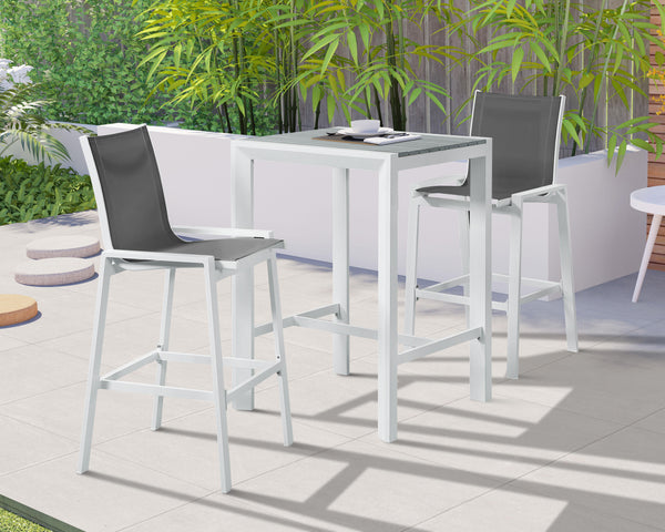 Nizuc Grey Mesh Waterproof Fabric Outdoor Patio Aluminum Mesh Barstool