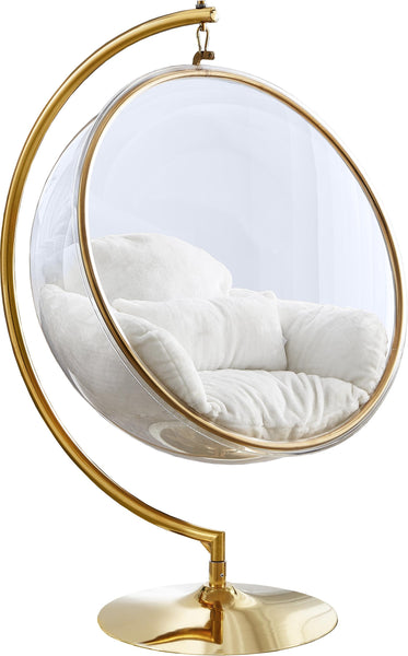 Luna White Faux Fur Acrylic Swing Accent Chair