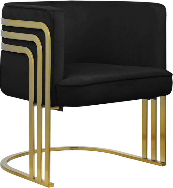Rays Black Velvet Accent Chair