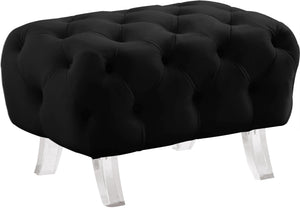 Crescent Black Velvet Ottoman image