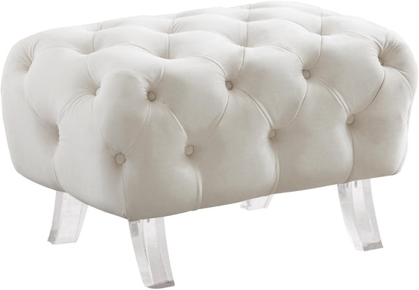 Crescent Cream Velvet Ottoman image