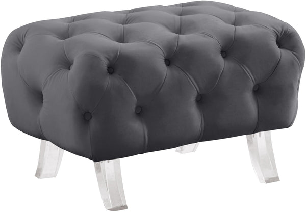 Crescent Grey Velvet Ottoman image