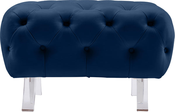 Crescent Navy Velvet Ottoman