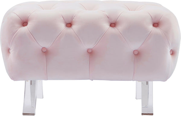 Crescent Pink Velvet Ottoman