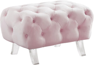 Crescent Pink Velvet Ottoman image