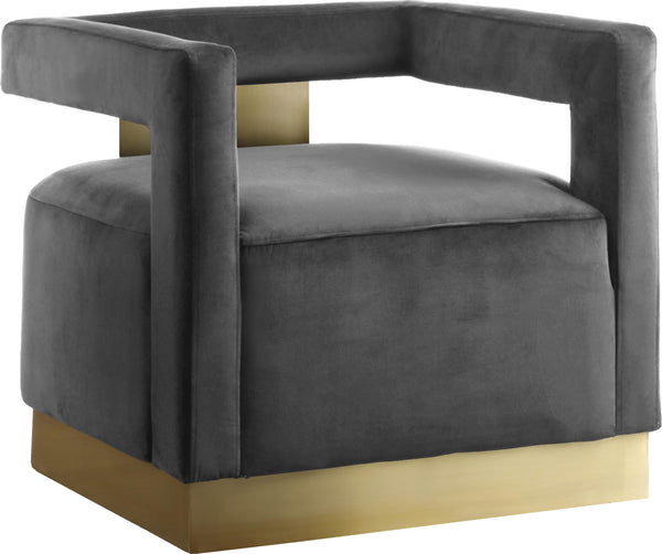 Armani Grey Velvet Accent Chair