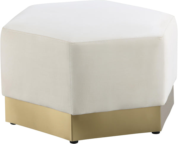 Marquis Cream Velvet Ottoman