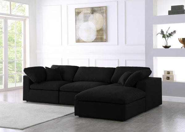 Serene Black Linen Fabric Deluxe Cloud Modular Sectional