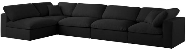 Serene Black Linen Fabric Deluxe Cloud Modular Sectional