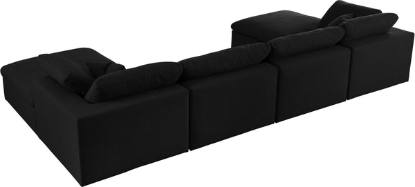 Serene Black Linen Fabric Deluxe Cloud Modular Sectional