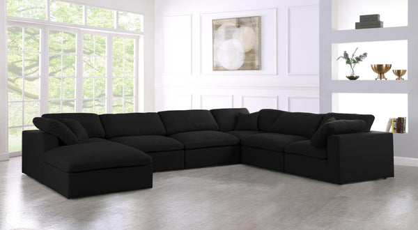 Serene Black Linen Fabric Deluxe Cloud Modular Sectional