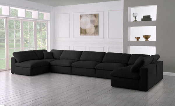 Serene Black Linen Fabric Deluxe Cloud Modular Sectional