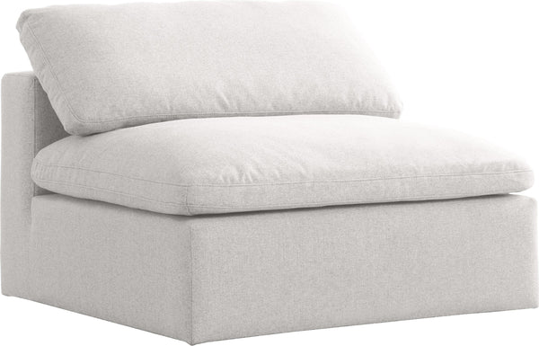 Serene Cream Linen Fabric Deluxe Cloud Armless Chair
