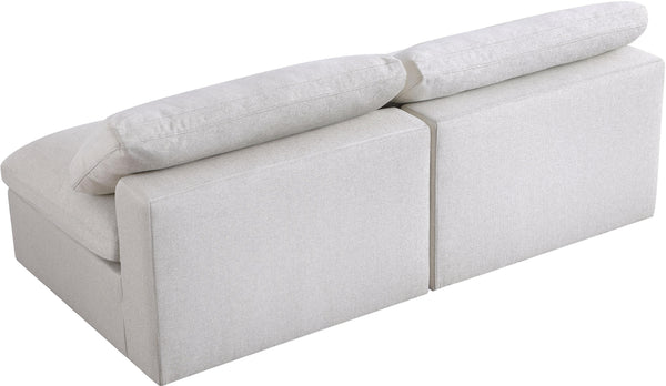 Serene Cream Linen Fabric Deluxe Cloud Modular Armless Sofa