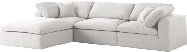 Serene Cream Linen Fabric Deluxe Cloud Modular Sectional