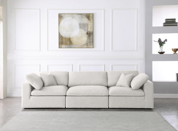 Serene Cream Linen Fabric Deluxe Cloud Modular Sofa