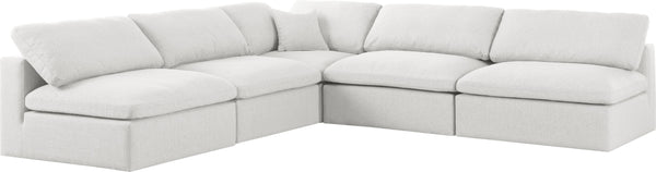 Serene Cream Linen Fabric Deluxe Cloud Modular Sectional