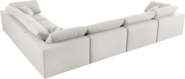 Serene Cream Linen Fabric Deluxe Cloud Modular Sectional