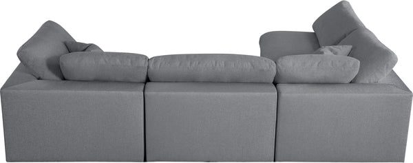 Serene Grey Linen Fabric Deluxe Cloud Modular Sectional