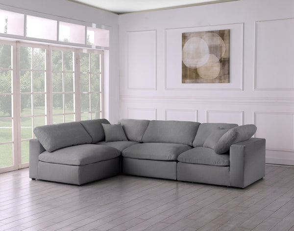 Serene Grey Linen Fabric Deluxe Cloud Modular Sectional