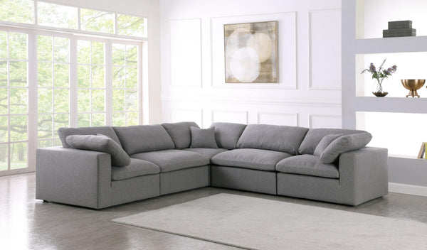 Serene Grey Linen Fabric Deluxe Cloud Modular Sectional