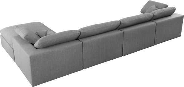 Serene Grey Linen Fabric Deluxe Cloud Modular Sectional