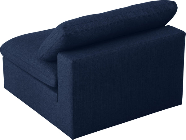 Serene Navy Linen Fabric Deluxe Cloud Armless Chair