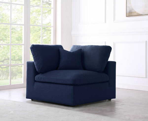 Serene Navy Linen Fabric Deluxe Cloud Corner Chair