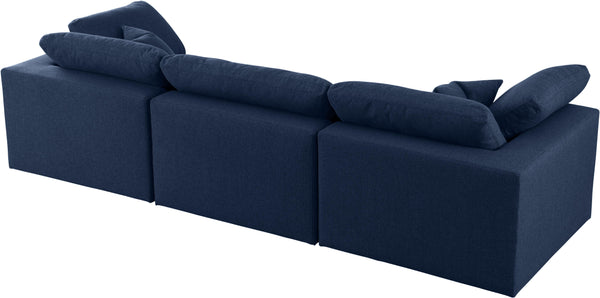 Serene Navy Linen Fabric Deluxe Cloud Modular Sofa