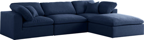 Serene Navy Linen Fabric Deluxe Cloud Modular Sectional image