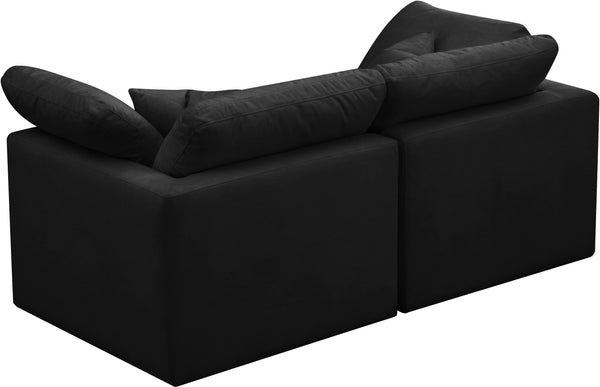 Plush Black Velvet Standard Cloud Modular Sofa