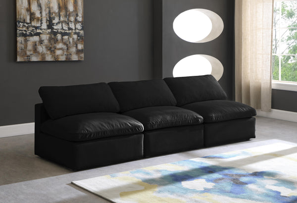 Plush Black Velvet Standard Cloud Modular Sofa