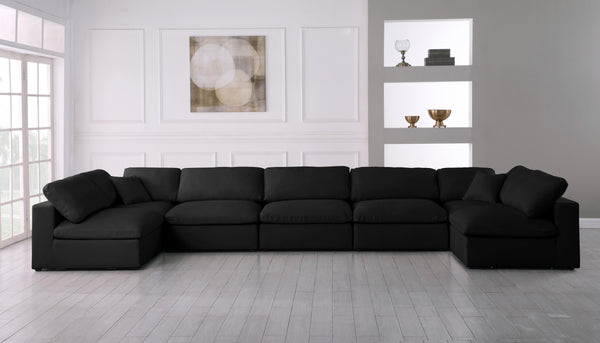 Plush Black Velvet Standard Cloud Modular Sectional