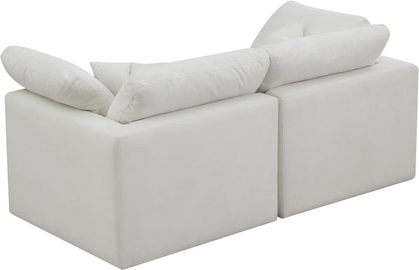 Plush Cream Velvet Standard Cloud Modular Sofa