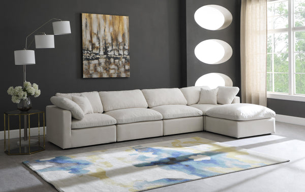 Plush Cream Velvet Standard Cloud Modular Sectional