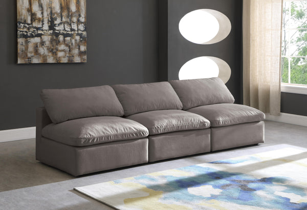 Plush Grey Velvet Standard Cloud Modular Sofa