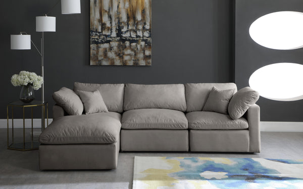 Plush Grey Velvet Standard Cloud Modular Sectional