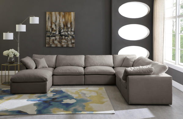 Plush Grey Velvet Standard Cloud Modular Sectional