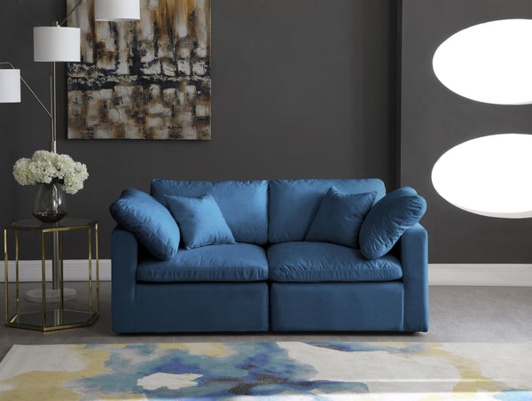 Plush Navy Velvet Standard Cloud Modular Sofa