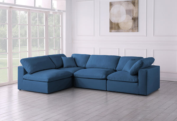 Plush Navy Velvet Standard Cloud Modular Sectional